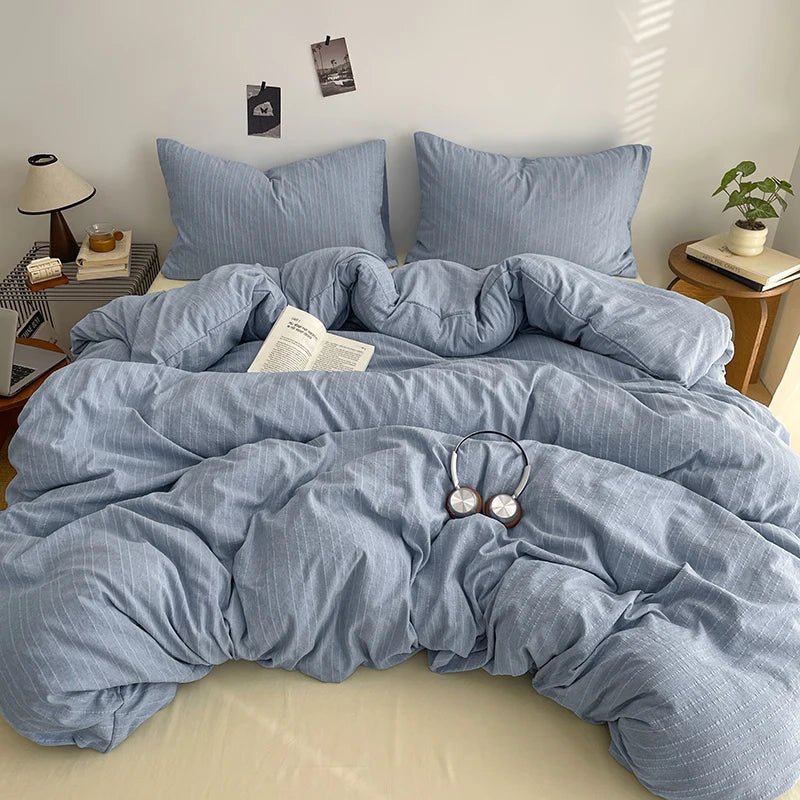 Steel Blue Thin Stripe - Soft Stripe Bedding Collection - WhisperLinens