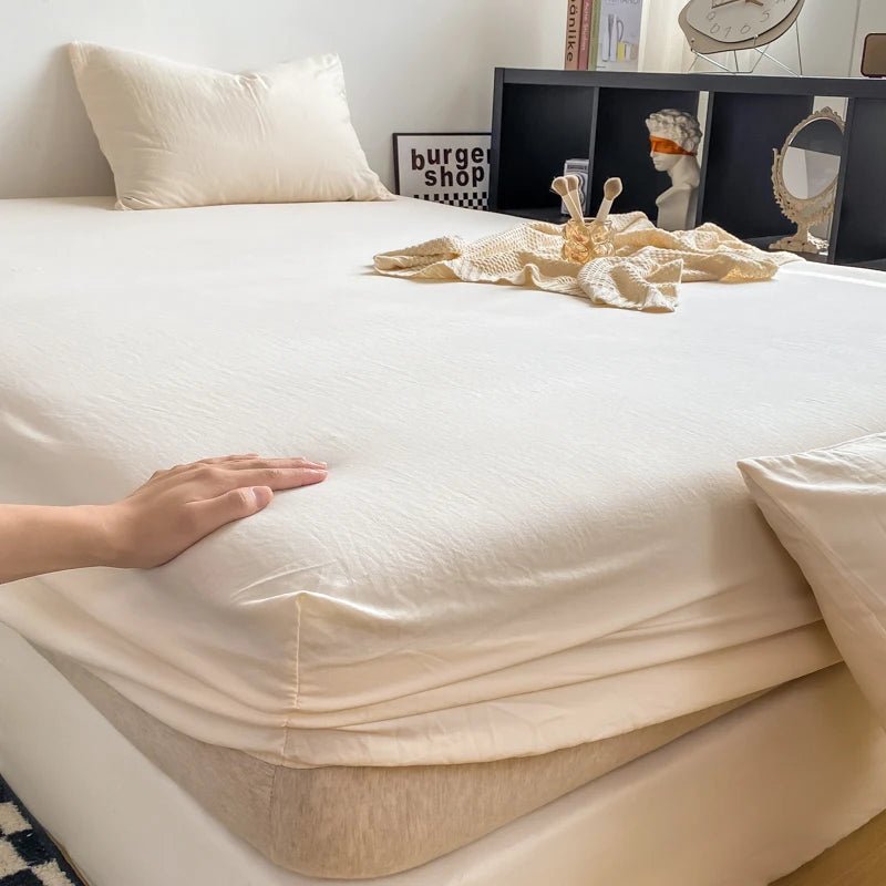 Solid Cotton Fitted Bed Sheets - WhisperLinens