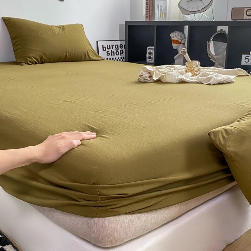 Solid Cotton Fitted Bed Sheets - WhisperLinens