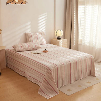 Stripe Serenity Cotton Bedding Flat Sheets - WhisperLinens