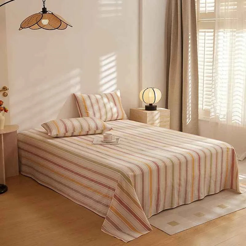 Stripe Serenity Cotton Bedding Flat Sheets