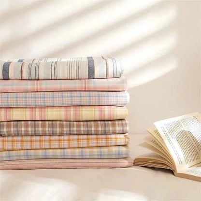 Stripe Serenity Cotton Bedding Flat Sheets