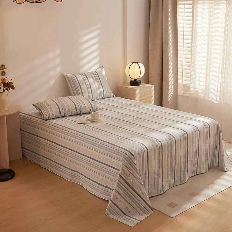 Stripe Serenity Cotton Bedding Flat Sheets