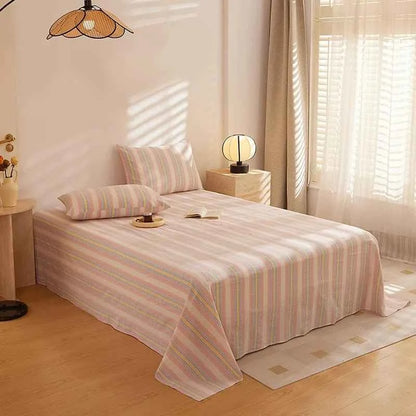Stripe Serenity Cotton Bedding Flat Sheets