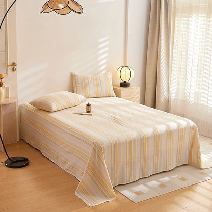 Stripe Serenity Cotton Bedding Flat Sheets - WhisperLinens