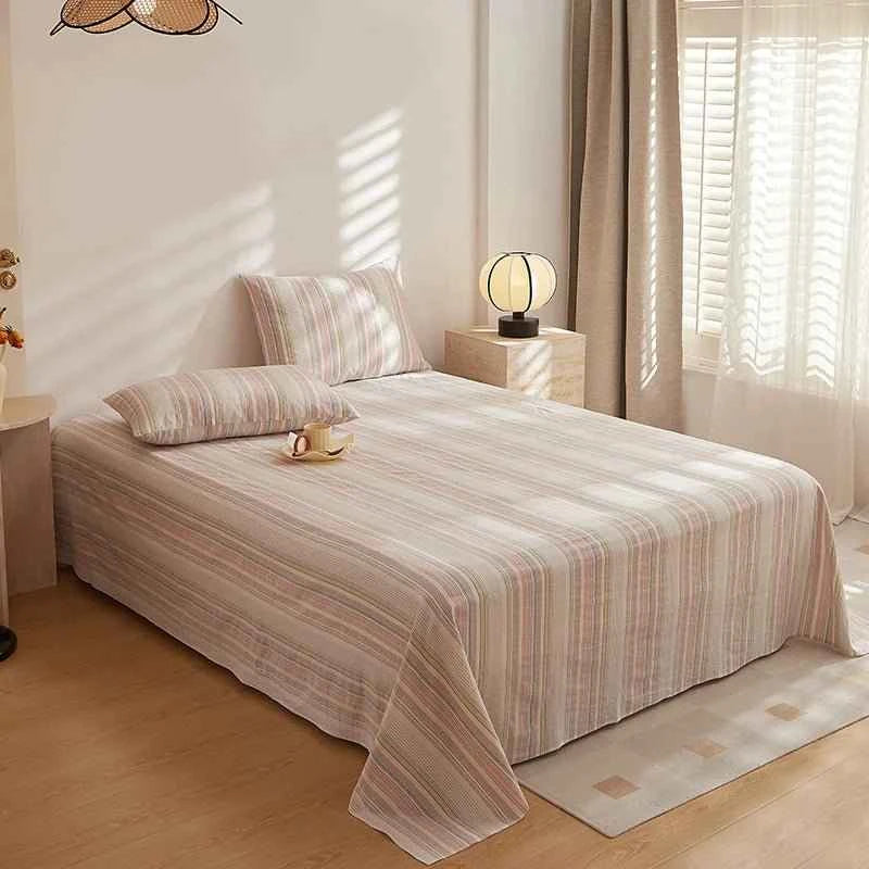 Stripe Serenity Cotton Bedding Flat Sheets