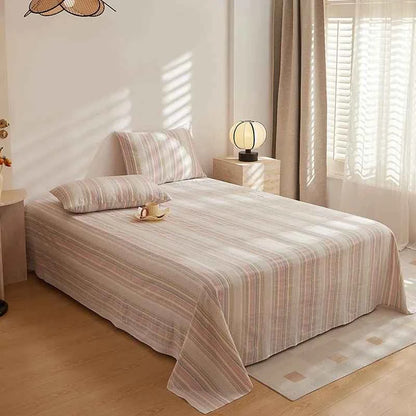 Stripe Serenity Cotton Bedding Flat Sheets