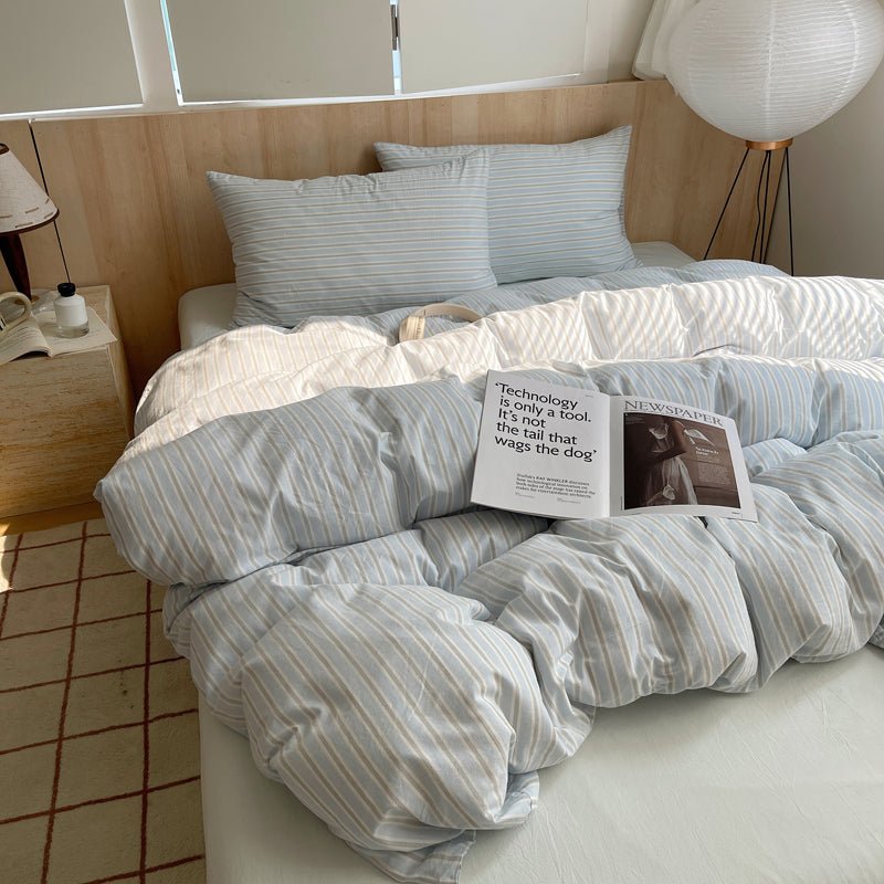 Stripe Serenity Cotton Duvet Covers - WhisperLinens
