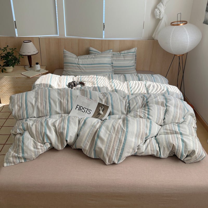 Stripe Serenity Cotton Duvet Covers - WhisperLinens