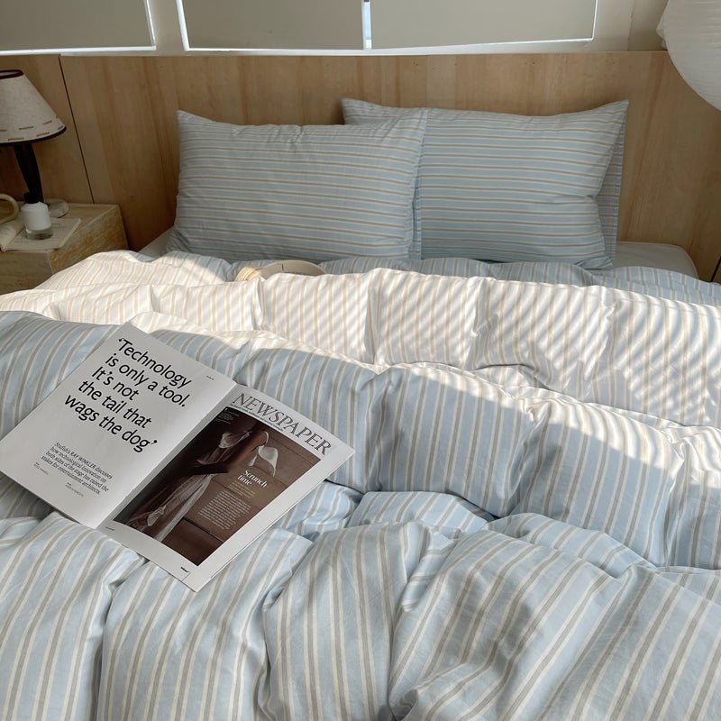 Stripe Serenity Cotton Duvet Covers - WhisperLinens