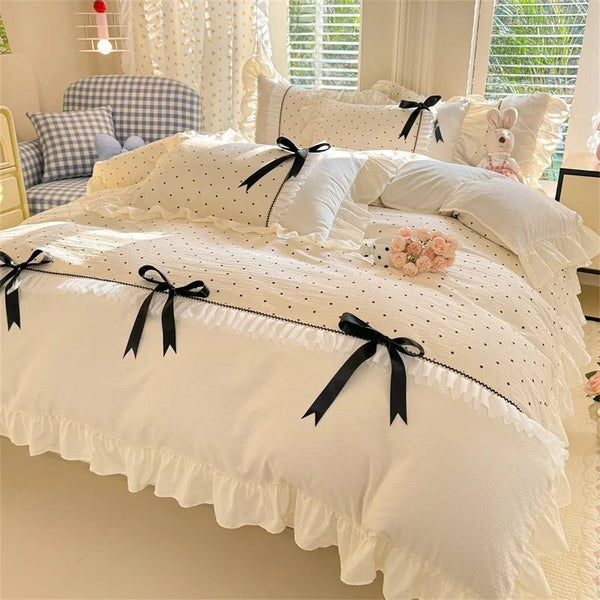 Sweet Bow Ruffle Bedding Collection - WhisperLinens