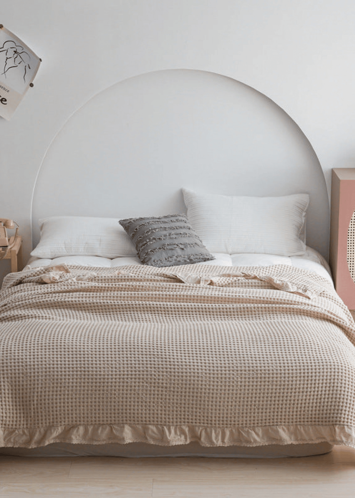 Juniper Ruffled Waffle Throw Blanket - Beige - WhisperLinens