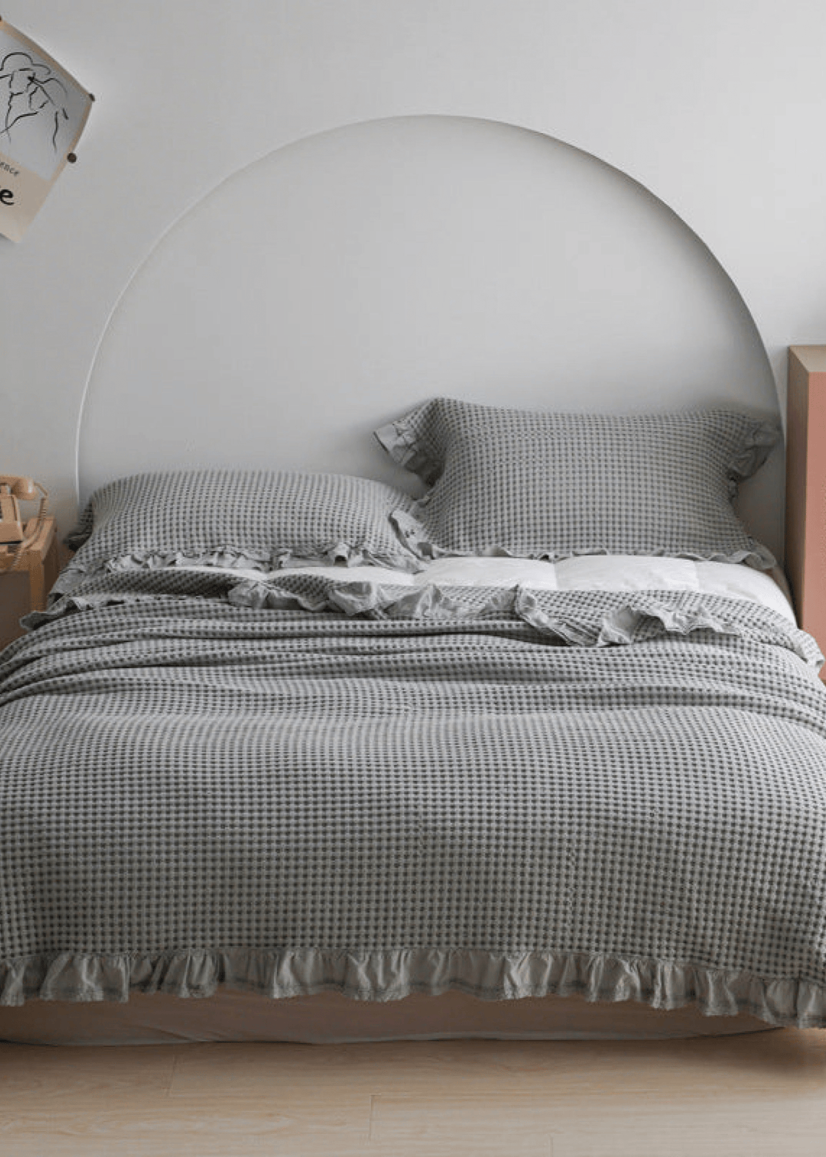 Juniper Ruffled Waffle Throw Blanket - Gray - WhisperLinens