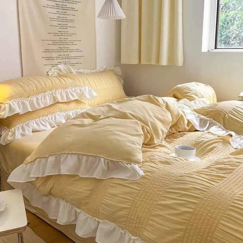 Textured Ruffled Bedding Set - WhisperLinens