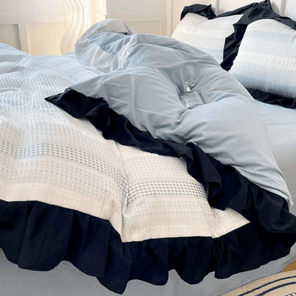 Textured Stripe Ruffle Bedding Collection - WhisperLinens