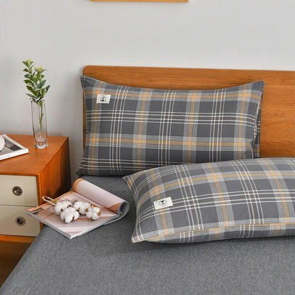 Tokyo Plaid Cotton Bedding Set - WhisperLinens