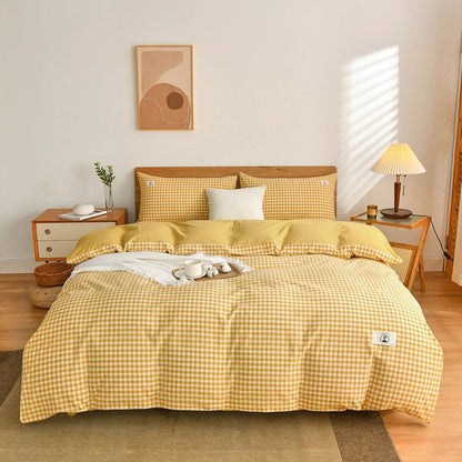 Tokyo Plaid Cotton Bedding Set - WhisperLinens