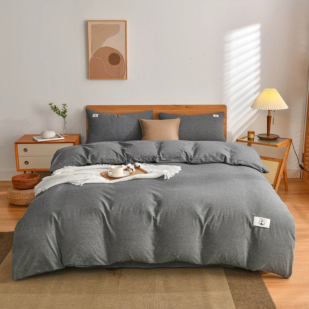 Tokyo Plaid Cotton Bedding Set - WhisperLinens