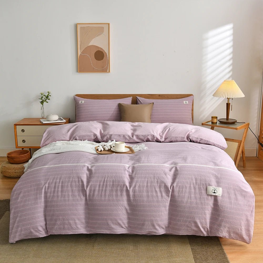 Tokyo Plaid Cotton Bedding Set - WhisperLinens
