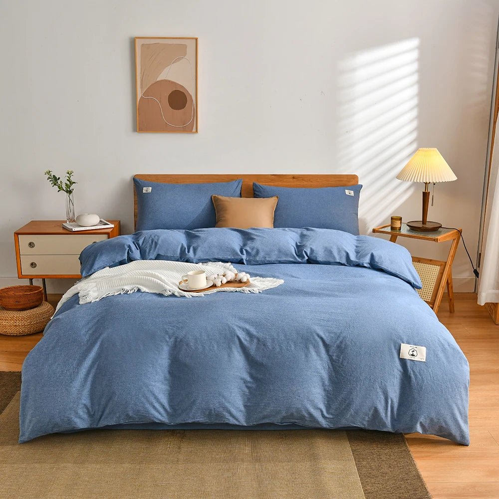 Tokyo Plaid Cotton Bedding Set - WhisperLinens