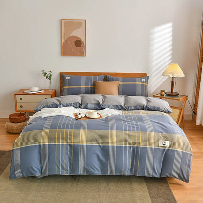 Tokyo Plaid Cotton Bedding Set - WhisperLinens