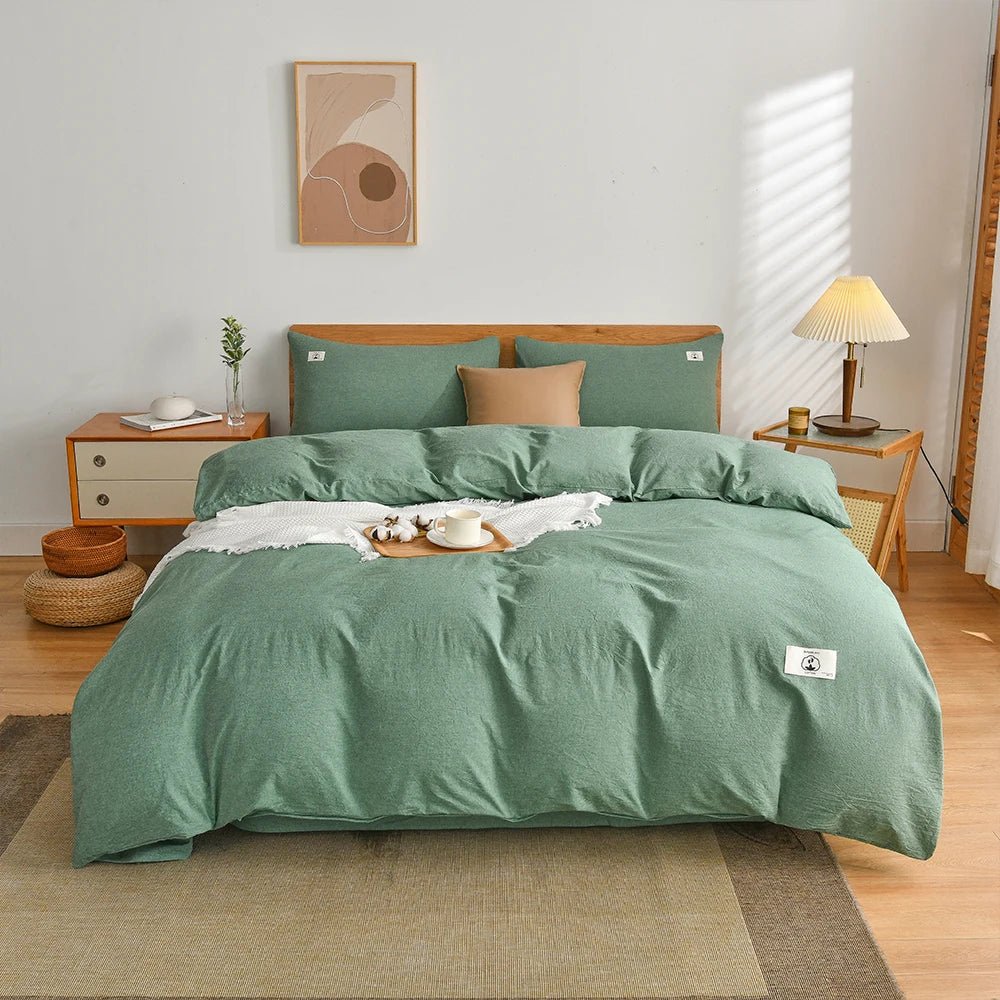 Tokyo Plaid Cotton Bedding Set - WhisperLinens