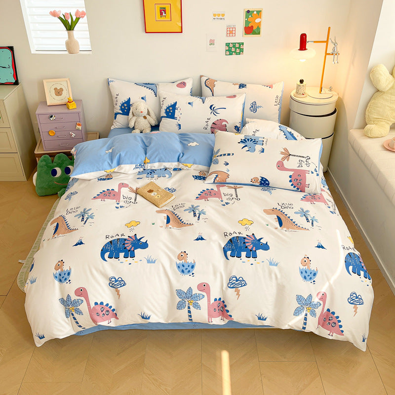 Stomp Dinosaur Print Cotton Bedding Set - Dino Fun - WhisperLinens