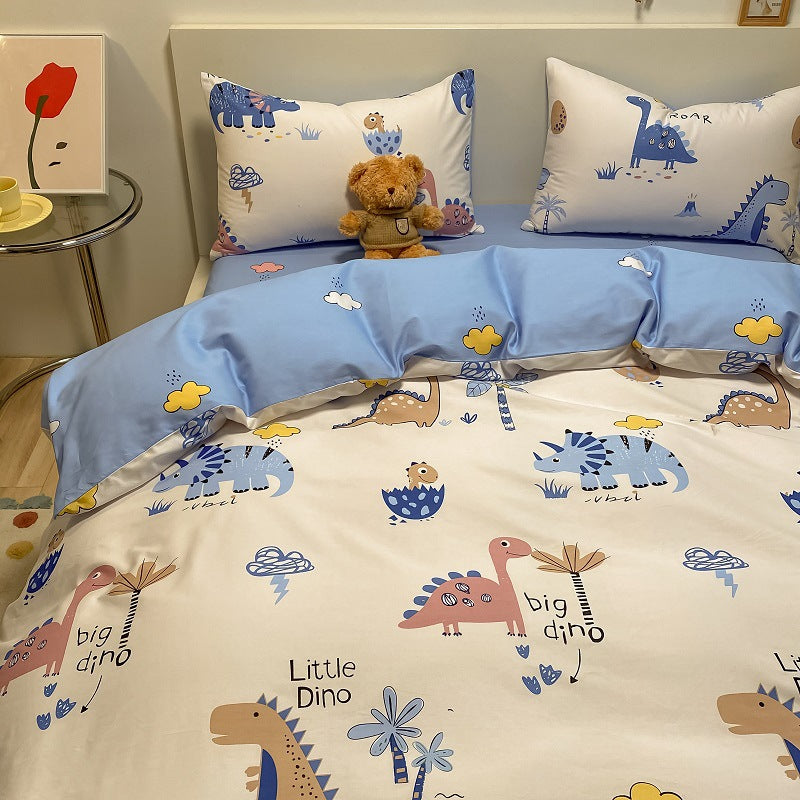 Stomp Dinosaur Print Cotton Bedding Set - Dino Fun - WhisperLinens