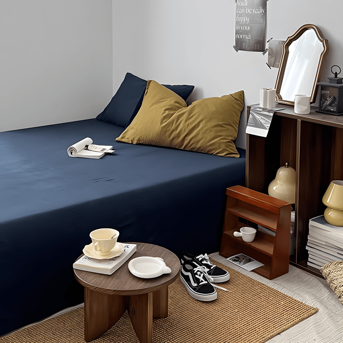 Two-Tone Cotton Bedding Set | Blue Base with Contrast Options - WhisperLinens