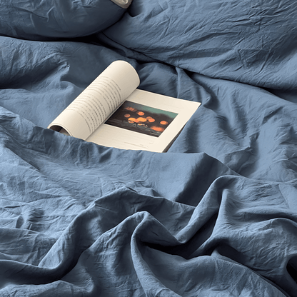Blue & Gray Cotton Bedding Set