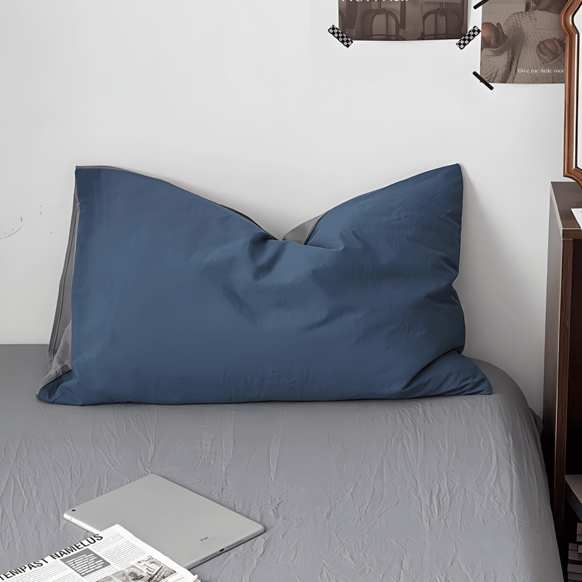 Two-Tone Cotton Bedding Set | Blue Base with Contrast Options - WhisperLinens