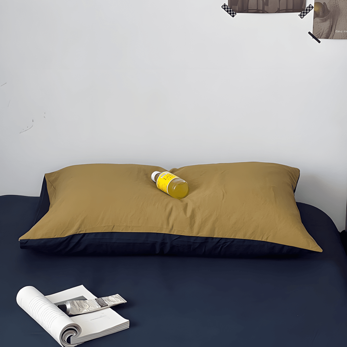 Blue & Mustard Yellow Cotton Bedding Set