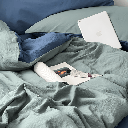 Blue & Fresh Green Cotton Bedding Set