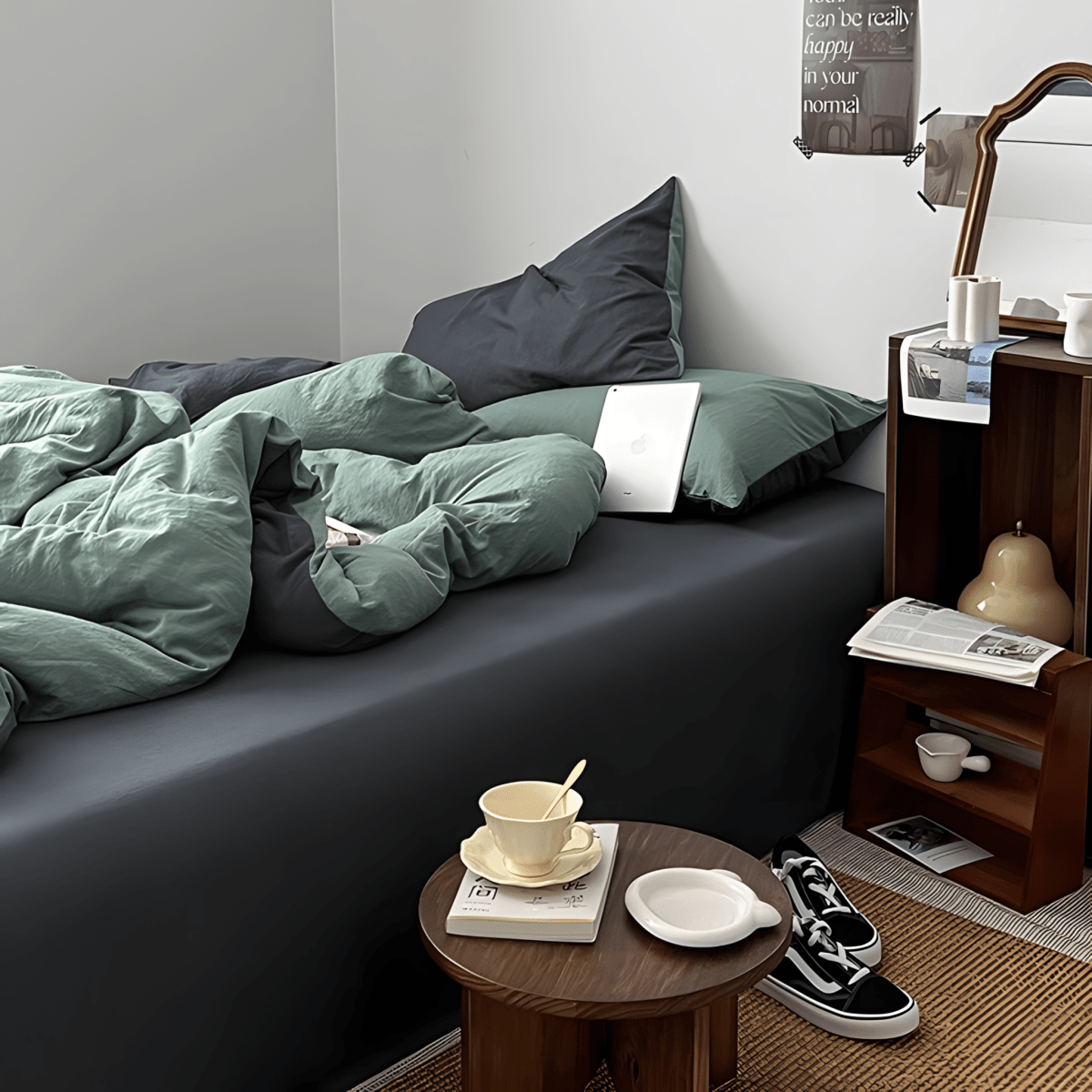Two-Tone Cotton Bedding Set | Blue Base with Contrast Options - WhisperLinens