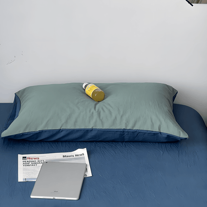 Blue & Fresh Green Cotton Bedding Set