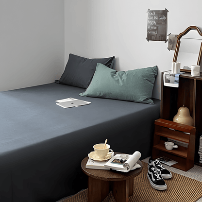 Blue & Soot Gray Cotton Bedding Set