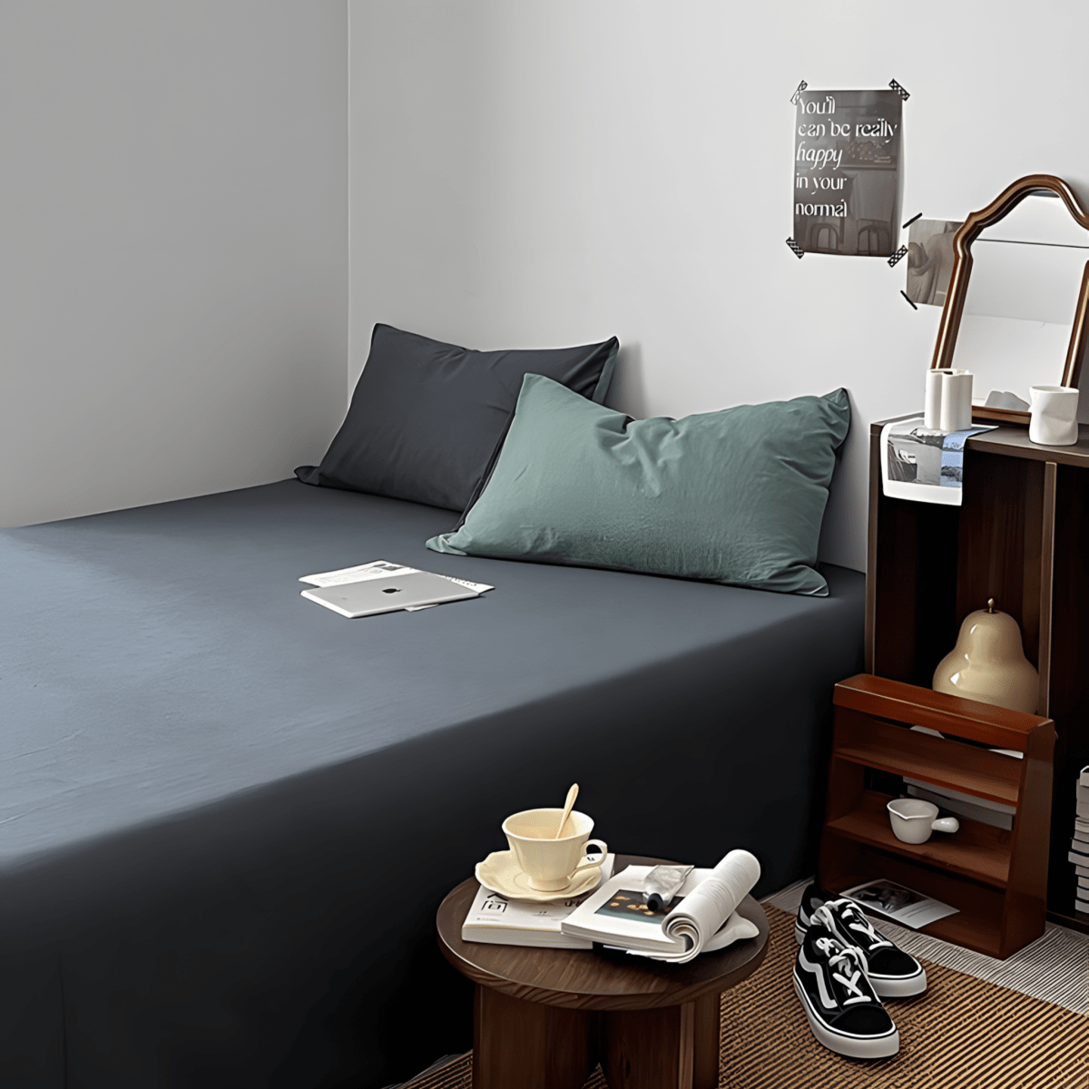 Two-Tone Cotton Bedding Set | Gray Base with Contrast Options - WhisperLinens