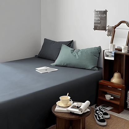 Two-Tone Cotton Bedding Set | Gray Base with Contrast Options - WhisperLinens