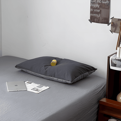Two-Tone Cotton Bedding Set | Gray Base with Contrast Options - WhisperLinens