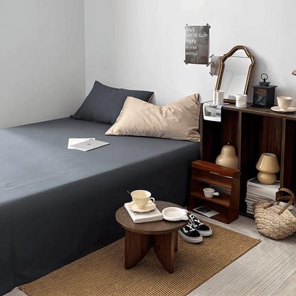 Two-Tone Cotton Bedding Set | Gray Base with Contrast Options - WhisperLinens