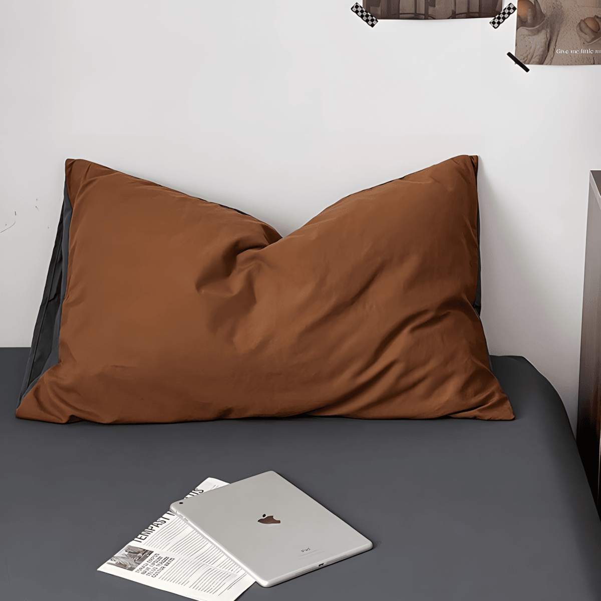 Two-Tone Cotton Bedding Set | Gray Base with Contrast Options - WhisperLinens