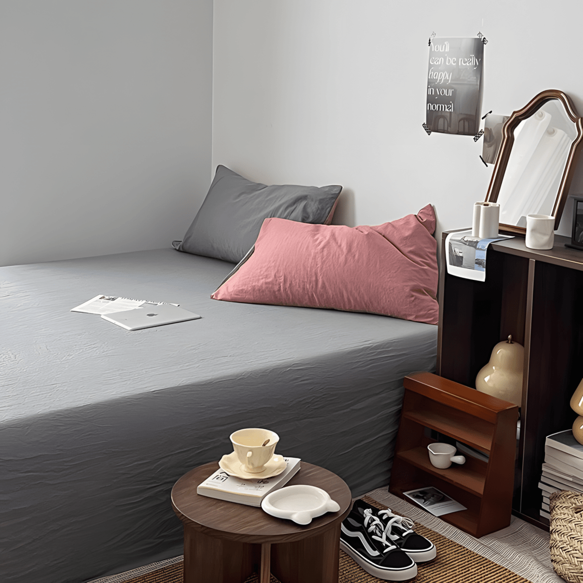 Two-Tone Cotton Bedding Set | Gray Base with Contrast Options - WhisperLinens