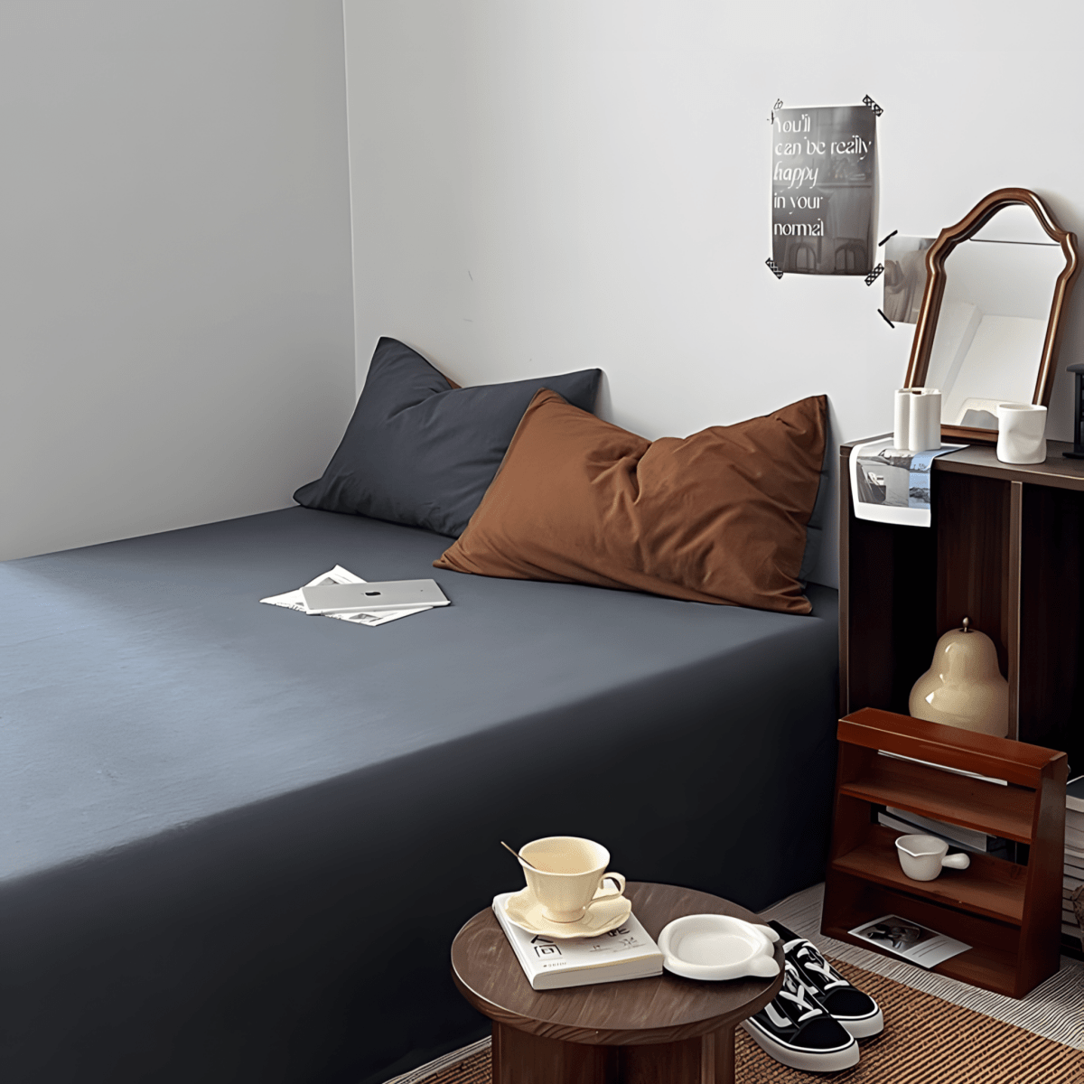Two-Tone Cotton Bedding Set | Gray Base with Contrast Options - WhisperLinens