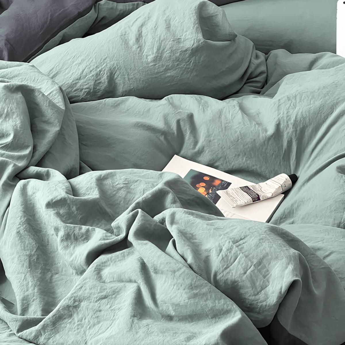 Two-Tone Cotton Bedding Set | Gray Base with Contrast Options - WhisperLinens