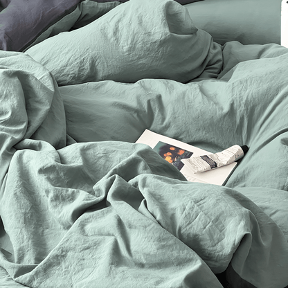 Two-Tone Cotton Bedding Set | Gray Base with Contrast Options - WhisperLinens
