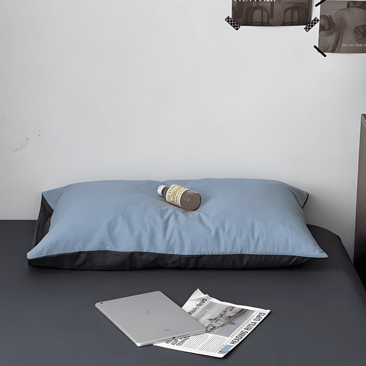 Two-Tone Cotton Bedding Set | Gray Base with Contrast Options - WhisperLinens
