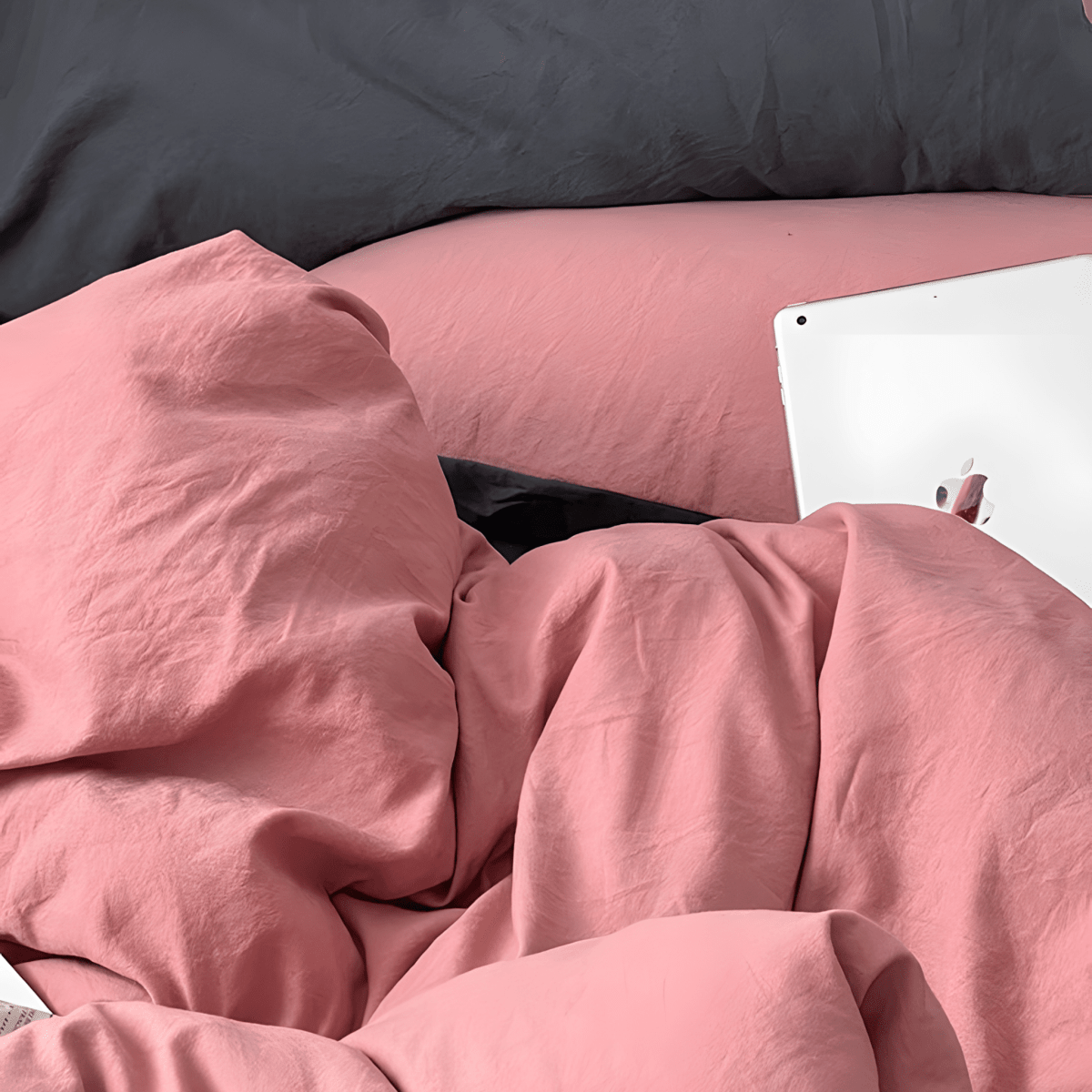 Two-Tone Cotton Bedding Set | Gray Base with Contrast Options - WhisperLinens