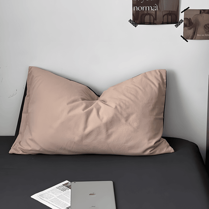 Two-Tone Cotton Bedding Set | Gray Base with Contrast Options - WhisperLinens