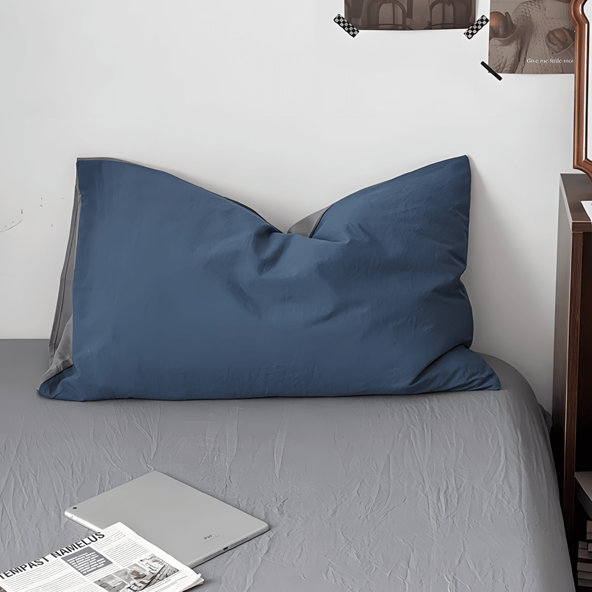 Two-Tone Cotton Bedding Set | Gray Base with Contrast Options - WhisperLinens