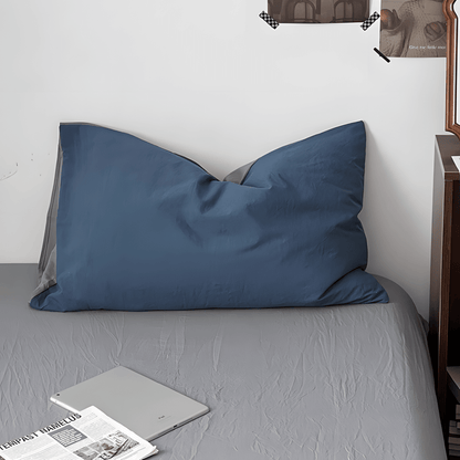Two-Tone Cotton Bedding Set | Gray Base with Contrast Options - WhisperLinens